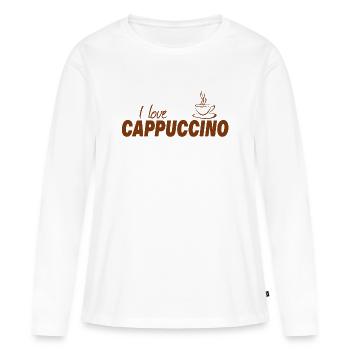 I LOVE CAPPUCCINO - Frauen Premium Bio Langarmshirt - Weiß - Vorne - Julia (174cm)