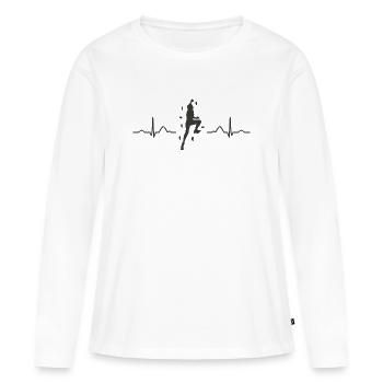 Boulderer Herzschlag Boulder Bouldern - Frauen Premium Bio Langarmshirt - Weiß - Vorne - Julia (174cm)