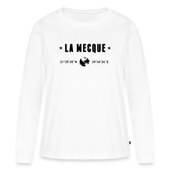 La Mecque Arabie Saoudite Coordonnées Globe - T-shirt manches longues Premium bio Femme - blanc - Devant - Julia (174cm)