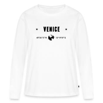 Venise, Italie, coordonnées GPS, globe - T-shirt manches longues Premium bio Femme - blanc - Devant - Julia (174cm)