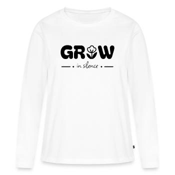 Grandir en silence - T-shirt manches longues Premium bio Femme - blanc - Devant - Julia (174cm)