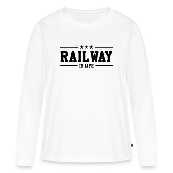 Eisenbahner / Eisenbahnen / Eisenbahn / Bahn - Frauen Premium Bio Langarmshirt - Weiß - Vorne - Julia (174cm)