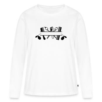 Friseur schreibt guten Geruch zu - Frauen Premium Bio Langarmshirt - Weiß - Vorne - Julia (174cm)