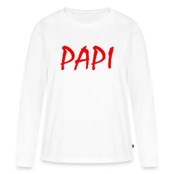 Papi - T-shirt manches longues Premium bio Femme - blanc - Devant - Julia (174cm)