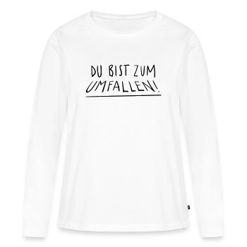 Tu vas tomber - T-shirt manches longues Premium bio Femme - blanc - Devant - Julia (174cm)