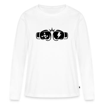 Puissance vs Gaz - T-shirt manches longues Premium bio Femme - blanc - Devant - Julia (174cm)