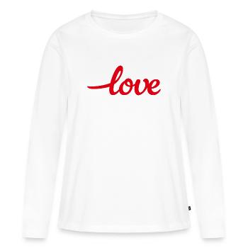 Hashtag rot Love Liebe Handschrift minimalistisch  - Frauen Premium Bio Langarmshirt - Weiß - Vorne - Julia (174cm)