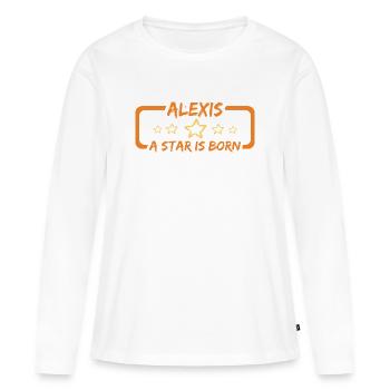 Cadeau pour Alexis - T-shirt manches longues Premium bio Femme - blanc - Devant - Julia (174cm)
