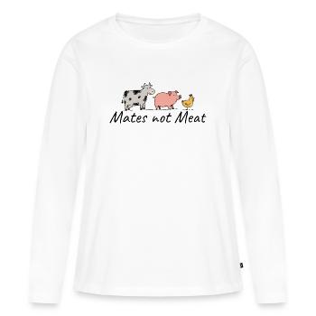 Vegan Mates, pas Meat Animal Love - T-shirt manches longues Premium bio Femme - blanc - Devant - Julia (174cm)