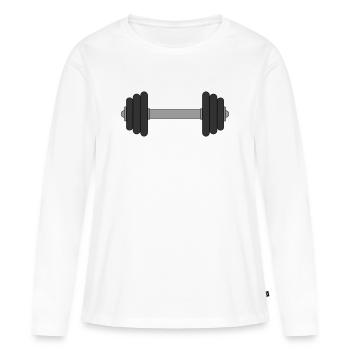 Haltère - T-shirt manches longues Premium bio Femme - blanc - Devant - Julia (174cm)