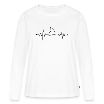 Battement de cœur aileron de requin - T-shirt manches longues Premium bio Femme - blanc - Devant - Julia (174cm)
