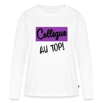 RETRAITE. RETRAITE. RETRAITEE. RETRAITE - T-shirt manches longues Premium bio Femme - blanc - Devant - Julia (174cm)
