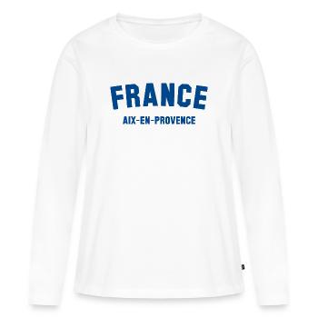 AIX-EN-PROVENCE FRANCE - Frauen Premium Bio Langarmshirt - Weiß - Vorne - Julia (174cm)