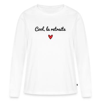 RETRAITE. RETRAITE. RETRAITEE. RETRAITE - T-shirt manches longues Premium bio Femme - blanc - Devant - Julia (174cm)