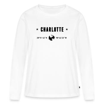 Charlotte, North Carolina Koordinaten, Globe - Frauen Premium Bio Langarmshirt - Weiß - Vorne - Julia (174cm)