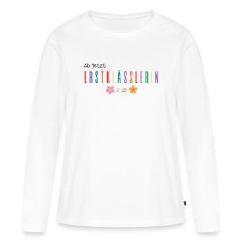 Erstklässlerin 2026 Einschulung Mädchen - Frauen Premium Bio Langarmshirt - Weiß - Vorne - Julia (174cm)