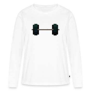 Langhantel-Hantel - Frauen Premium Bio Langarmshirt - Weiß - Vorne - Julia (174cm)