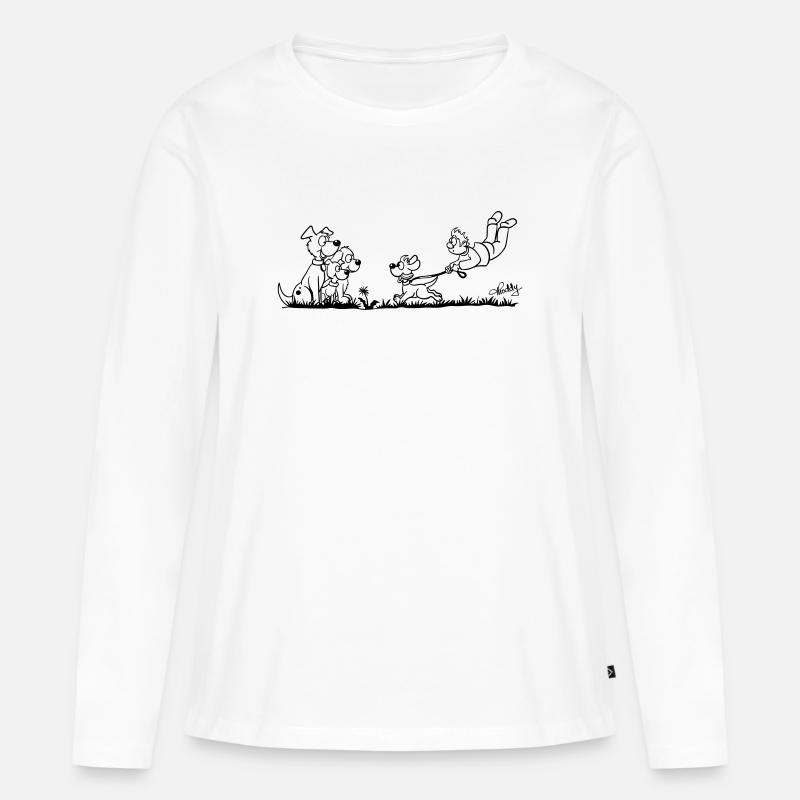 Gassigehen - Frauen Premium Bio Langarmshirt - Weiß