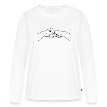 Handgeste, Zusammenarbeit, Teamwork - Frauen Premium Bio Langarmshirt - Weiß - Vorne - Julia (174cm)