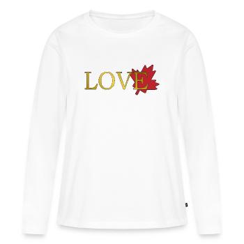 Amour Feuille d'érable du canada - T-shirt manches longues Premium bio Femme - blanc - Devant - Julia (174cm)