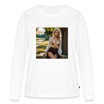 Fille folk - T-shirt manches longues Premium bio Femme - blanc - Devant - Julia (174cm)