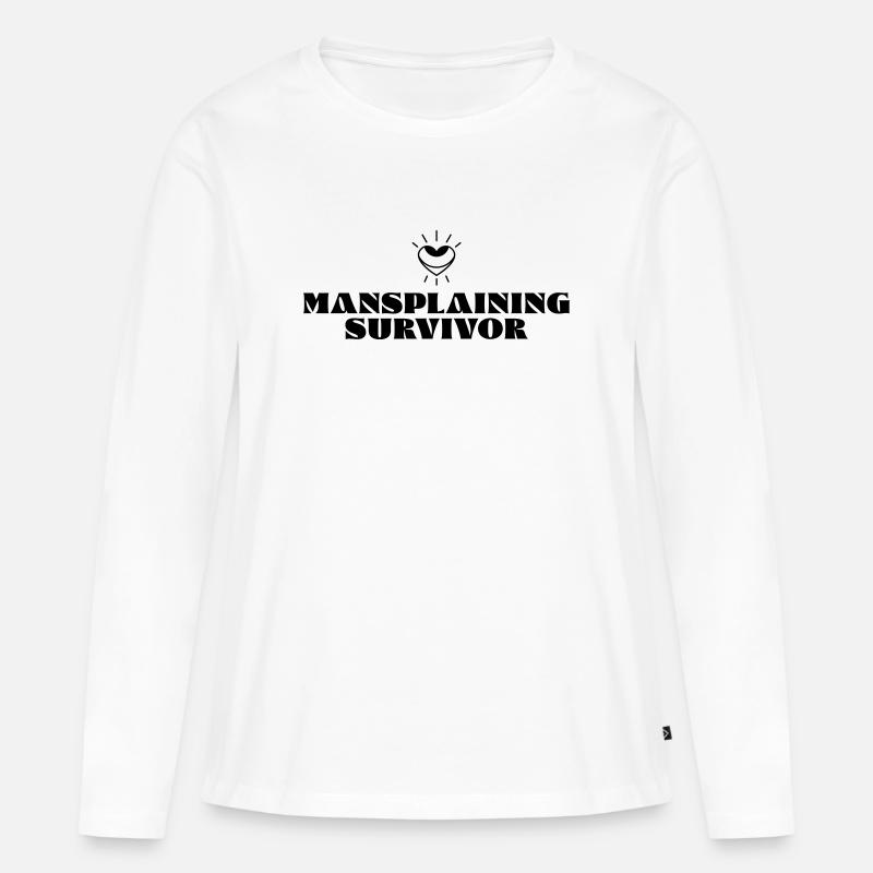 Mansplaining Survivor - Frauen Premium Bio Langarmshirt - Weiß