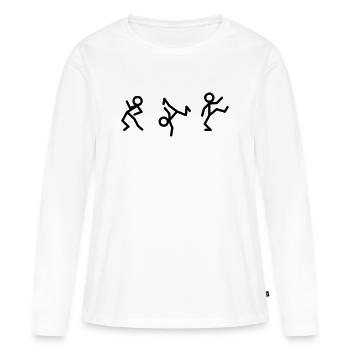 Tanzende Strichmännchen - Frauen Premium Bio Langarmshirt - Weiß - Vorne - Julia (174cm)