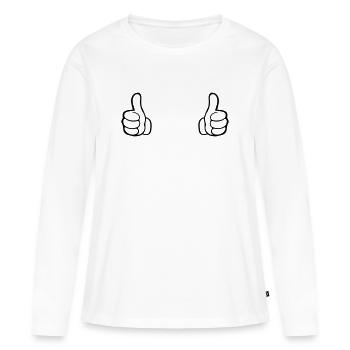 Comme une main - T-shirt manches longues Premium bio Femme - blanc - Devant - Julia (174cm)