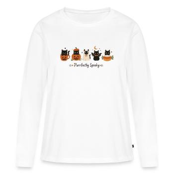 Chats Halloween - T-shirt manches longues Premium bio Femme - blanc - Devant - Julia (174cm)