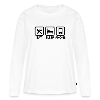 Essen Schlaftelefon - Frauen Premium Bio Langarmshirt - Weiß - Vorne - Julia (174cm)