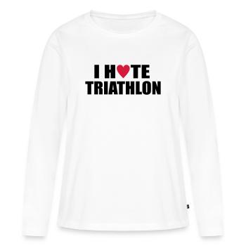 triathlon - T-shirt manches longues Premium bio Femme - blanc - Devant - Julia (174cm)