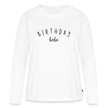 Bébé d’anniversaire - T-shirt manches longues Premium bio Femme - blanc - Devant - Julia (174cm)