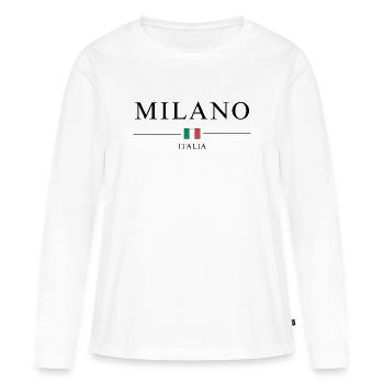 Milano italia - T-shirt manches longues Premium bio Femme - blanc - Devant - Julia (174cm)