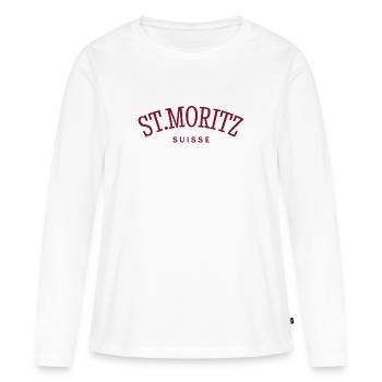 St. Moritz - Suisse - Switzerland - Swiss - Women's Premium Organic Long Sleeve Shirt - white - Front - Julia (174cm)