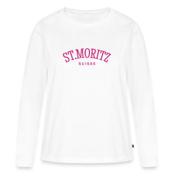 St. Moritz - Suisse - Switzerland - Swiss - Women's Premium Organic Long Sleeve Shirt - white - Front - Julia (174cm)