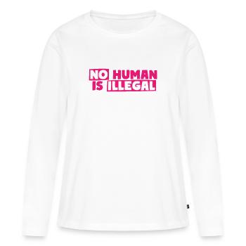 Aucun humain n’est illégal - T-shirt manches longues Premium bio Femme - blanc - Devant - Julia (174cm)