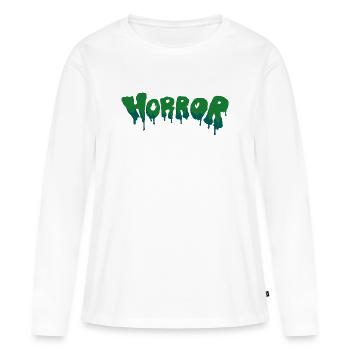 Horreur Gouttes Bleu-Vert - T-shirt manches longues Premium bio Femme - blanc - Devant - Julia (174cm)