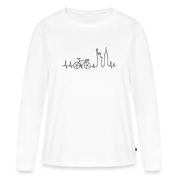 Battement de cœur à vélo de route de New York - T-shirt manches longues Premium bio Femme - blanc - Devant - Julia (174cm)