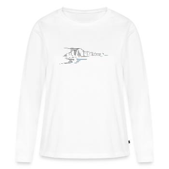 Seven Sisters | England Klippen Lineart - Frauen Premium Bio Langarmshirt - Weiß - Vorne - Julia (174cm)