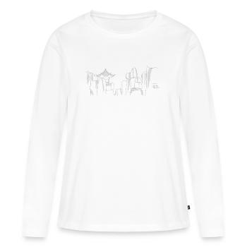 Forêt de pierre de Shilin | Illustration en Chine - T-shirt manches longues Premium bio Femme - blanc - Devant - Julia (174cm)