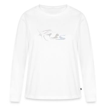 Trolltunga | Illustration rupestre norvégienne - T-shirt manches longues Premium bio Femme - blanc - Devant - Julia (174cm)