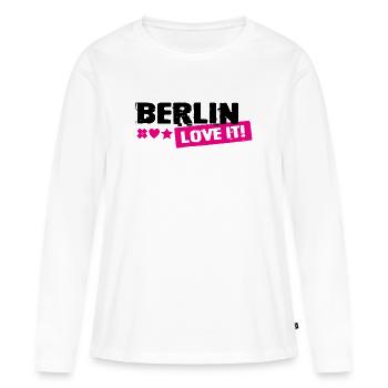 Berlin Love It Pink Stamp - Frauen Premium Bio Langarmshirt - Weiß - Vorne - Julia (174cm)