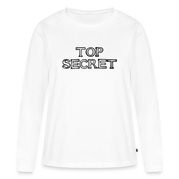 TOP SECRET Schriftzug handgezeichnet - Frauen Premium Bio Langarmshirt - Weiß - Vorne - Julia (174cm)