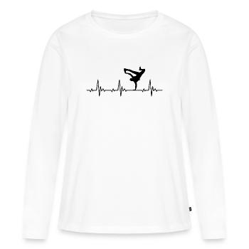 Streetdance Breakdance Heartbeat Fréquence Puls - T-shirt manches longues Premium bio Femme - blanc - Devant - Julia (174cm)