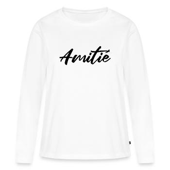 Amitie Script Design pour Vêtements - T-shirt manches longues Premium bio Femme - blanc - Devant - Julia (174cm)