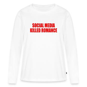social media killed romance - T-shirt manches longues Premium bio Femme - blanc - Devant - Julia (174cm)