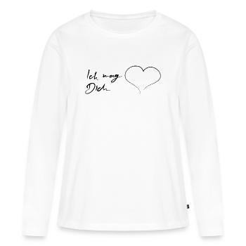 Je t’aime avec cœur - T-shirt manches longues Premium bio Femme - blanc - Devant - Julia (174cm)