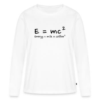 Amateur de Café Humour Scientifique - T-shirt manches longues Premium bio Femme - blanc - Devant - Julia (174cm)