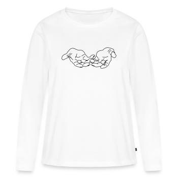 Donner des mains - T-shirt manches longues Premium bio Femme - blanc - Devant - Julia (174cm)