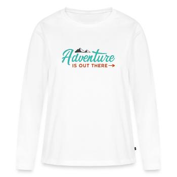 L’aventure est là-bas - T-shirt manches longues Premium bio Femme - blanc - Devant - Julia (174cm)